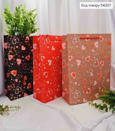 Пакет бумажный с принтом "СЕРДЕЧКА", 32*26*10см, в ассортименте 541207 фото 1
