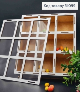 Подарочная деревянная коробка с прозрачной крышкой, квадратная, Белого цвета, 25*25*6см 511099 фото