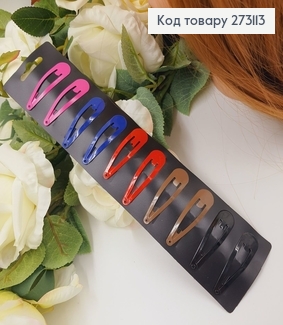 Заколка Тік-так кольорова темні тона, 4,5см 10шт/уп 273113 фото