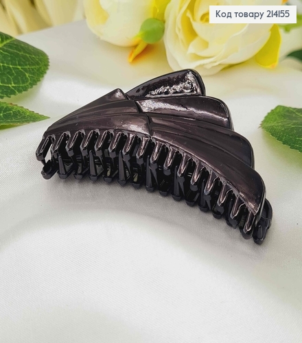 Краб пластик, черный, в виде перышек, 7см 214155 фото 1