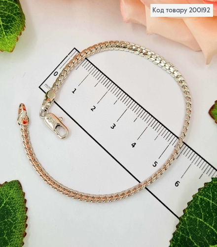 Браслет родованный, плетение Косичка, шир. 2,5мм, дл. 19см, Xuping 18K 200192 фото 1