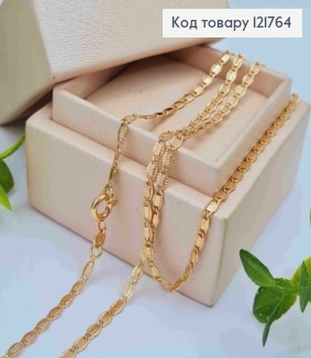 Цепочка плетения ОВАЛЬНЫМИ пластинками с тиснением по краям, ширина 2,5мм, длина 45см, Xuping 18K 121764 фото