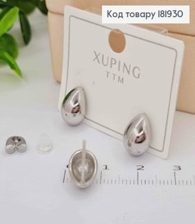 Серьги родованные гвозди "Капельки", 1см, XUPING ТТМ 181930 фото