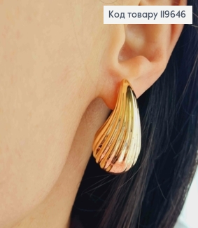 Серьги гвозди фактурные "Капельки", длина 3,1см, Xuping 18К 119646 фото