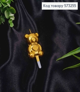 Свеча - фигурка в торт МИШКА (6см + 4см), ЗОЛОТОГО цвета 573255 фото