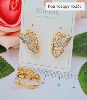Серьги, Бабочка в камнях, 1,9см, англ. застежка. Xuping 18K 116238 фото