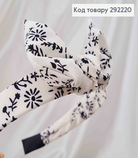 Обруч чалма Белого цвета, с бантом, с узором, шир. 2см 292220 фото