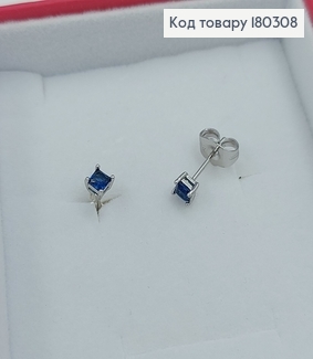 Сережки гвіздки з синім  камінцем родіроване  Xuping 180308 фото