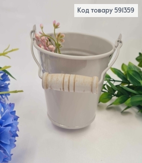 Відерце-кашпо, метал, сірого кольору, висота 7,5см, Польща 591359 фото