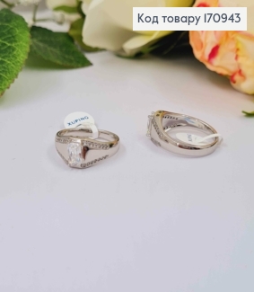 Кольцо родованное, Печать с прямоугольным камешком, Xuping 18K 170943 фото