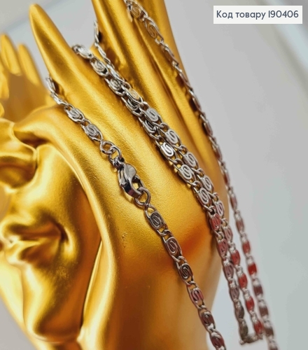 Цепочка родованная, улиточное плетение 50см, ширина 3,5мм, Xuping 190406 фото 1