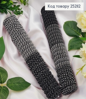 Резинка пружинка чорно-біла, обтянута тканиною, діаметр 4,7см 252112 фото