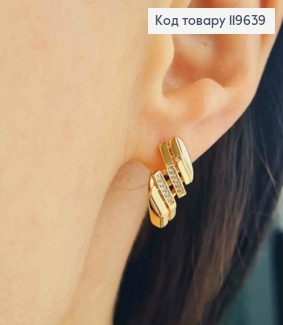 Серьги "Фигурные" украшены Блестящими камешками, 1,7см, английская застежка, Xuping 18К 119639 фото