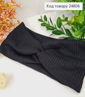 Повязка чалма, рубчик-мягкий, детская, ЧЕРНОГО цвета, диаметр 38см, шир.9см, ручная работа. 241106 фото