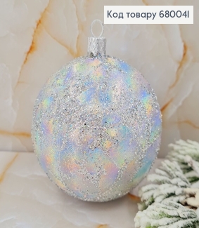 Игрушка шар 80 мм Ретро блеск лазер серебро 680041 фото