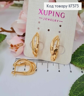 Серьги Овальные, длина 2см, англ застежка, XUPING 18K 117373 фото