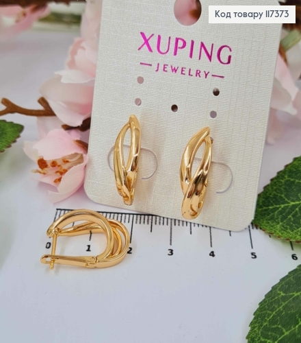 Серьги Овальные, длина 2см, англ застежка, XUPING 18K 117373 фото 1