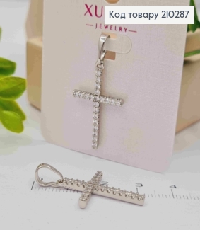 Крестик родованный украшен блестящими камешками, размер 2,5*1,6см, Xuping 210287 фото