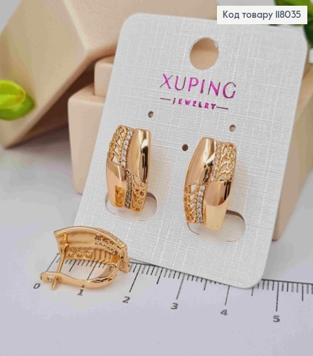 Серьги "Кетлин" с камешками, 1,7см, английская застежка, Xuping 18K 118035 фото 1