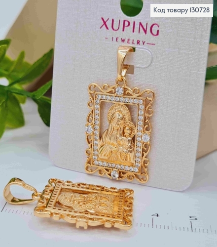 Иконка-Ладанка "Богородица с Иисусиком" в камнях, размером 2,5*2см, Xuping 18K 130728 фото 1