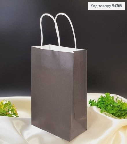 Пакет бумажный средний Крафт бумажная ручка черный 26,5х21 см 543118 фото 1