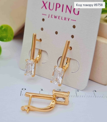 Серьги украшены Блестящим камнем, 2,2см, английская застежка, Xuping 18К 119758 фото 2