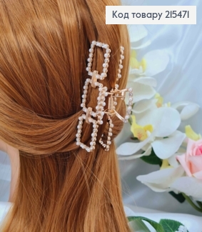 Краб металл, золотого цвета, Три квадратика с перепонками, в жемчужинах, 8см 215471 фото