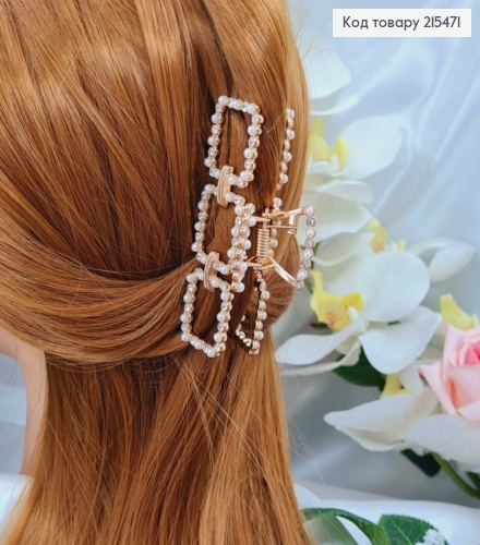 Краб металл, золотого цвета, Три квадратика с перепонками, в жемчужинах, 8см 215471 фото 1