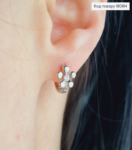 Сережки родовані кільця Квіточка, 1*0,8см, Xuping 180814 фото 2