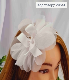 Обруч пластик з Ажурним-Бантиком з органзи, Білого кольору 291344 фото