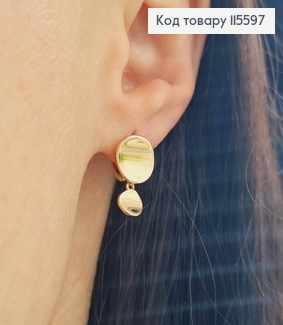 Серьги кольца 1см, с круглыми пластинками, 1см, Xuping 18K 115597 фото