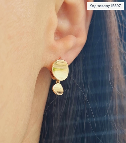 Серьги кольца 1см, с круглыми пластинками, 1см, Xuping 18K 115597 фото 1