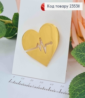 Брошка "СЕРЦЕ, що б"ється" , ЗОЛОТОГО кольору, 4*3,5см 235311 фото