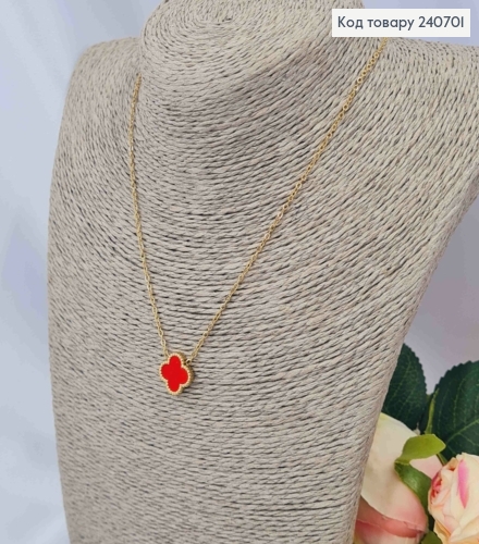 Цепочка из Van Cleef, двусторонний Красный-Черный, 43+5см, лимонного цвета, сталь Stainless Steel 240701 фото 2