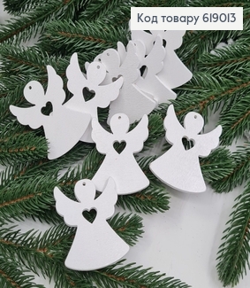 Набір Ангелочки дерев'яні  білі 5*4 см 10 шт 619013 фото