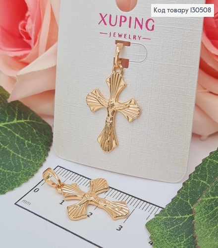 Крестик с распятием, фигурный, 2,5*1,8см, Xuping 18K 130508 фото 1