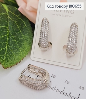 Сережки родированые, дуга вся в камнях, 2*0,5см, Xuping 180655 фото