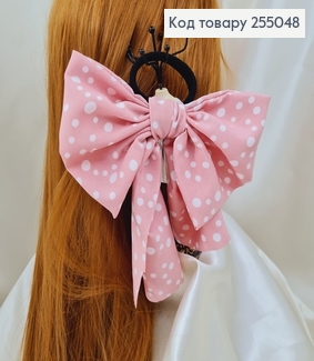 Резинка 5см, Твилли, Бант розовый Горох 16*15см (ручная работа, Украина) 255048 фото