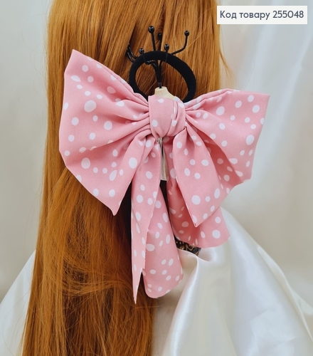 Резинка 5см, Твилли, Бант розовый Горох 16*15см (ручная работа, Украина) 255048 фото 1
