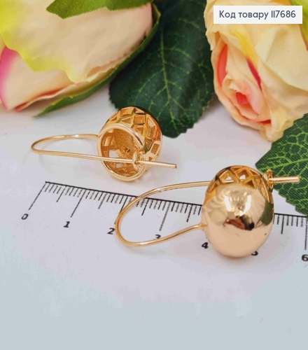 Серьги с большими подвесными шарами диаметром 1,4см, франц. застежка, Xuping 18K 117686 фото 1