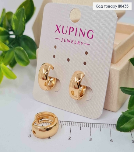 Серьги Кольца широкие, ширина 5мм, диаметр 1,4см, Xuping 18K 118435 фото 1