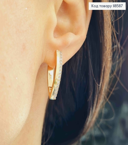 Сережки "Стріли" з Блискучими камінцями, 1,9см, англійська застібка, Xuping 18К 118587 фото 2