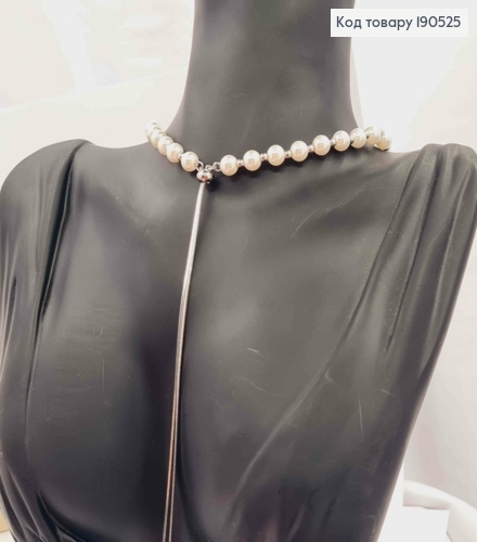 Ланцюжок родований з Перлинок та золотих Бусин, регулююча довжина 76см, Xuping 190525 фото 2