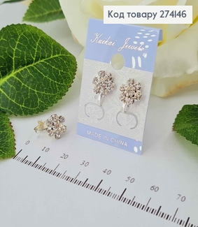 Серьги - Клипсы, цветочек в камнях, 1см 274146 фото
