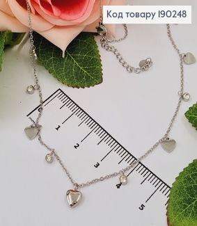 Подвеска родирована 40+4см СЕРДЦА и КАМУШКИ Xuping 190248 фото