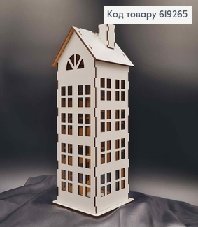 Подсвечник, деревянный белый домик, многоэтажка, классический, 30см, Украина 619265 фото
