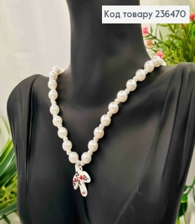 Бусы Перламутрового цвета с подвеской "Горлица" (3см), длина 40+4см 236470 фото