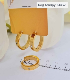 Серьги кольца золотого цвета, 2см. "Картье" сталь Stainless Steel 240321 фото