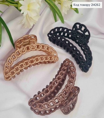 Краб пластик (крепкий), матовый, Дуга "Цепочка", 9см, Пастельных цветов в ассортименте. 214262 фото 1