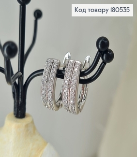 Серьги родированые Деловые в камнях , английская застежка 1,8*0,5см  Xuping 180535 фото